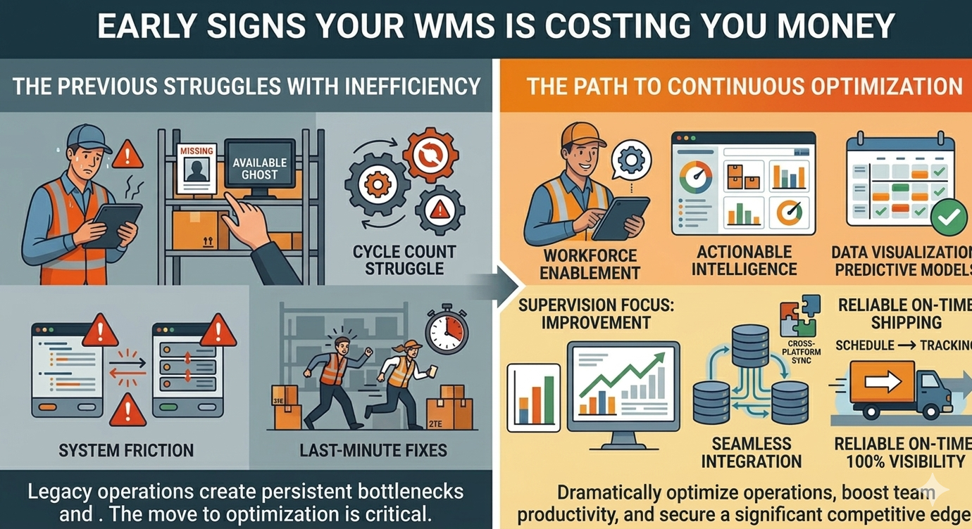 WMS running, but rising counts, missing stock, repeated issues, and last-minute shipping fixes reveal hidden costs